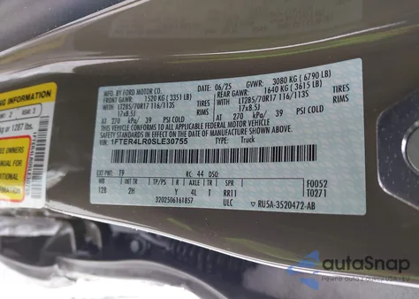 2025 Ford Ranger Raptor from USA, damaged, VIN 1FTER4LR0SLE30755